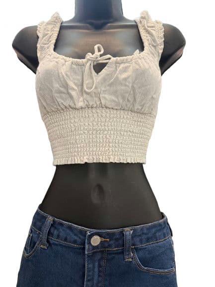 Blouses White Linen Blend