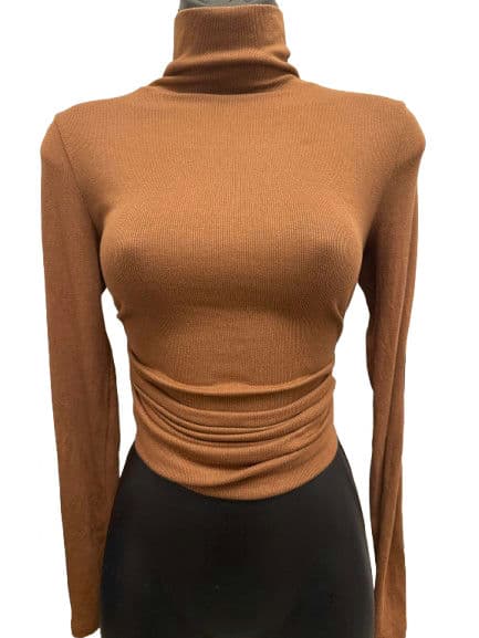 Long Sleeve Brown Cotton/Modal/Spandex