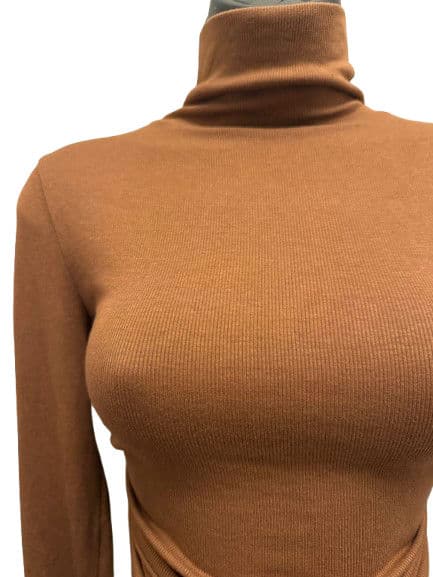 Long Sleeve Brown Cotton/Modal/Spandex - Alternate View